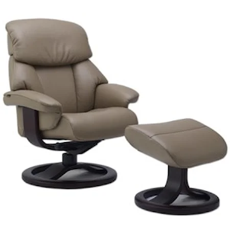 Large Contemporary Recliner and Ottoman with Padded Arms